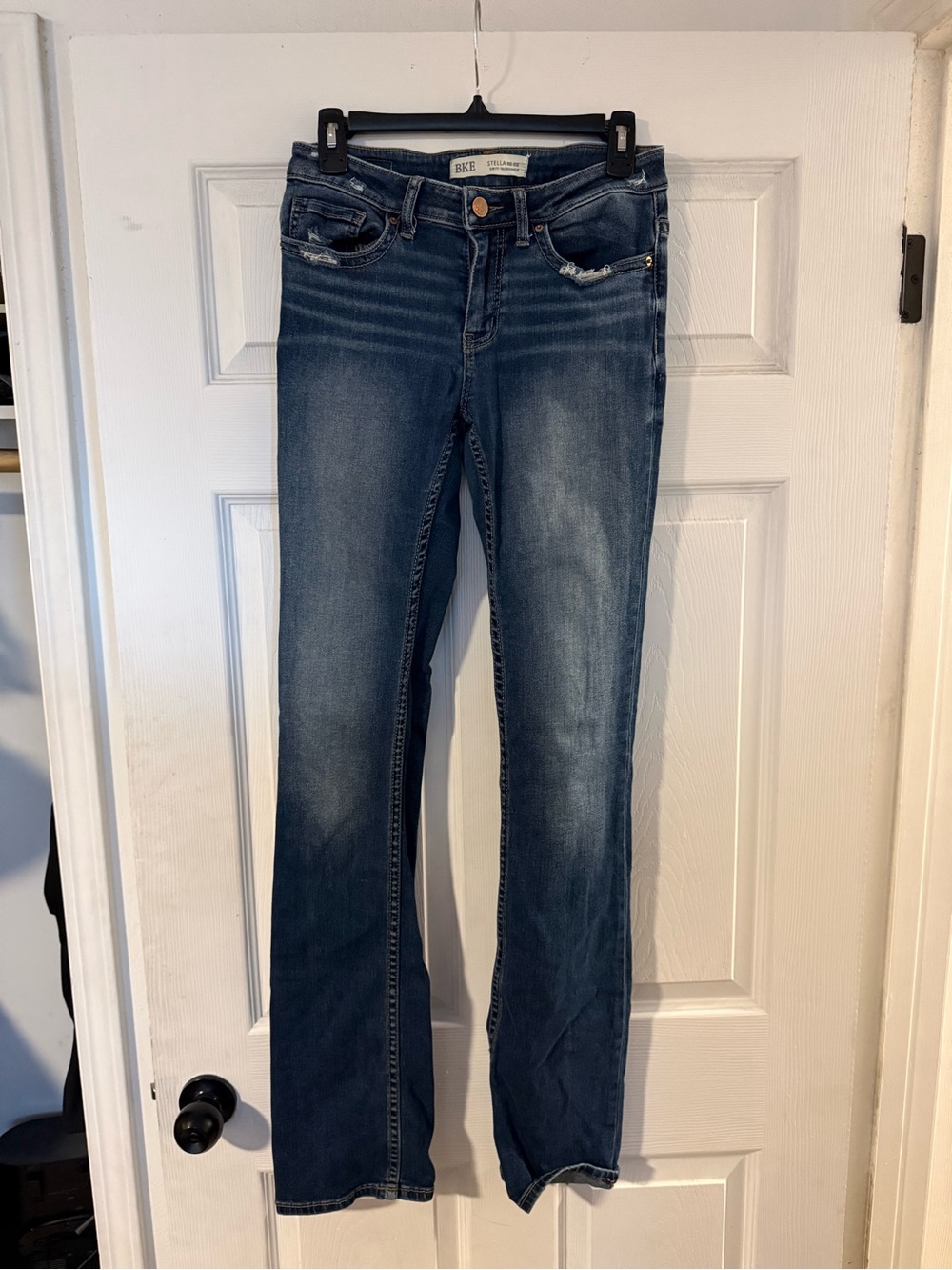 BKE Women's Medium Blue Bootcut Jeans - extra long